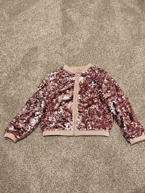H&M Pink Sequin Bomber Jacket Sz 6x